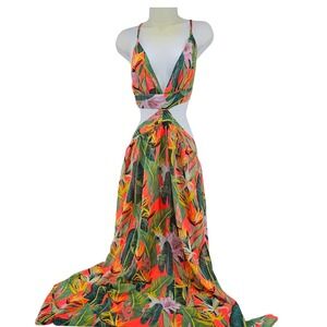 Boohoo Tropical Print Maxi Dress
